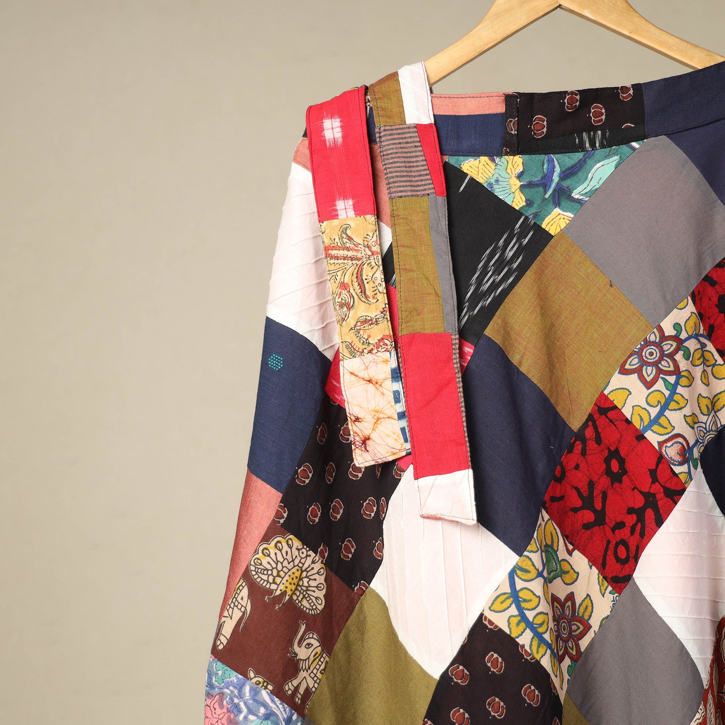 Multicolor Wrap Around Patchwork Cotton Skirt