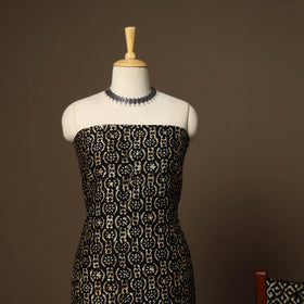Black - 3pc chanderi silk unstitched hand batik dress