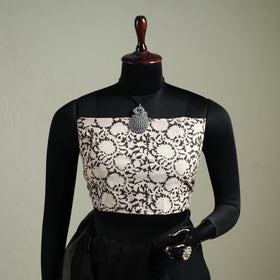 Black - Nazaakat Kota Doria Cotton Plain Saree with Blouse & Jewellery Set 07