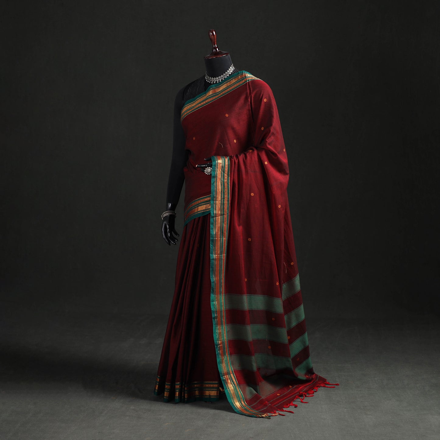 Dharwad Woven Thread Buti Mercerised Cotton Saree with Border 57