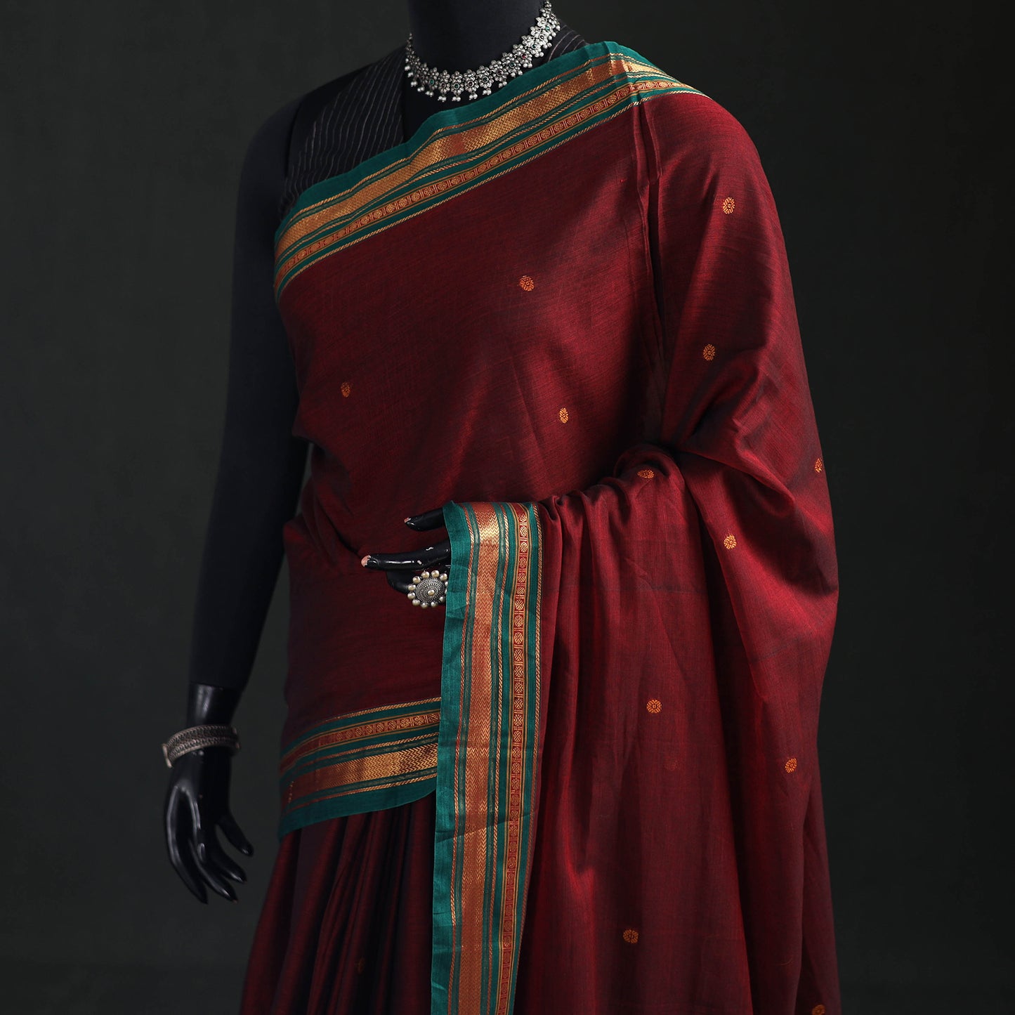 Dharwad Woven Thread Buti Mercerised Cotton Saree with Border 57