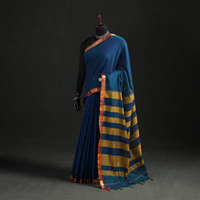 Blue - Dharwad Woven Mercerised Cotton Saree with Border 59