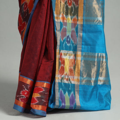 Maroon - Traditional Venkatagiri Silk Cotton Handloom Saree with Ikat Border 14