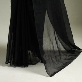 Black - Nazaakat Kota Doria Cotton Plain Saree with Blouse & Jewellery Set 06