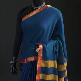 Blue - Dharwad Woven Mercerised Cotton Saree with Border 59