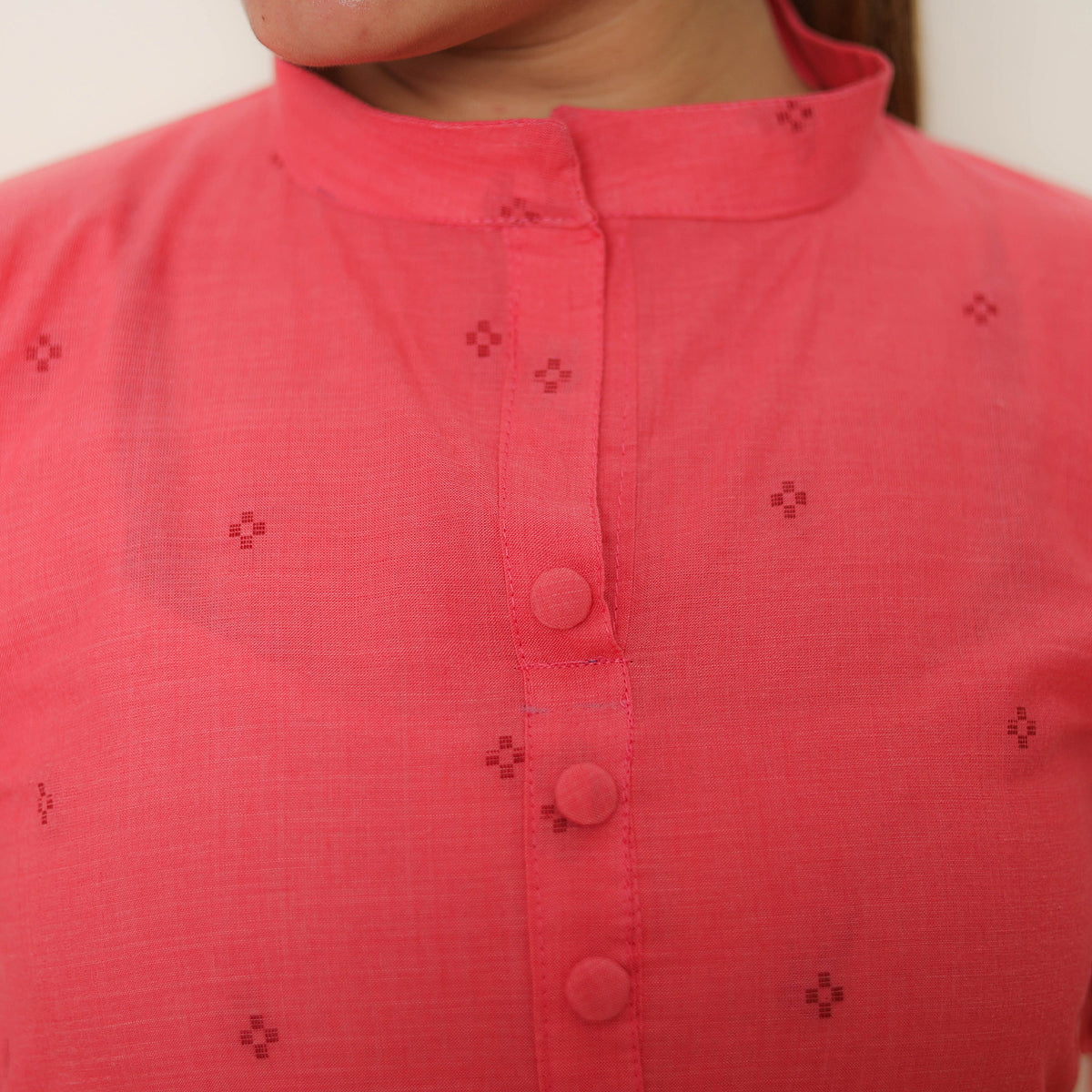 Pink - Jacquard Cotton Straight Kurta 01