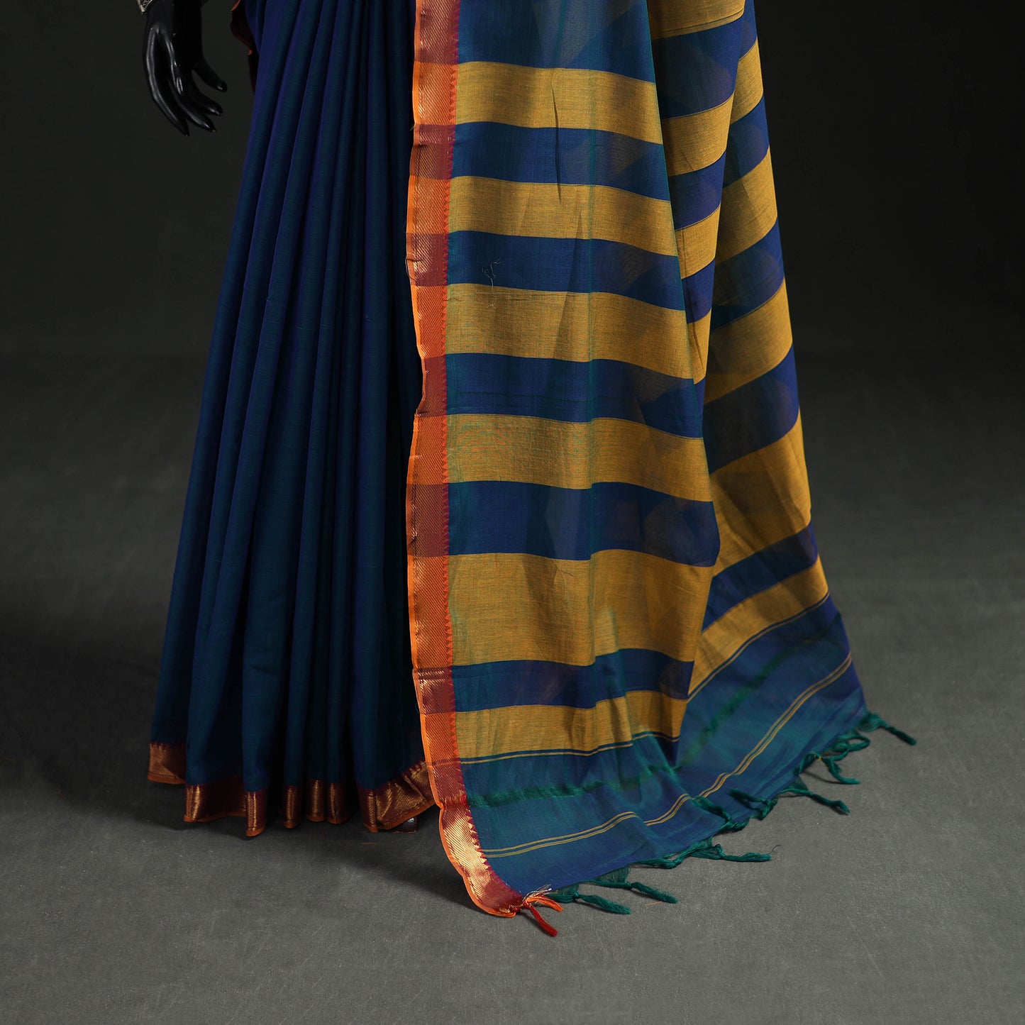 Blue - Dharwad Woven Mercerised Cotton Saree with Border 59