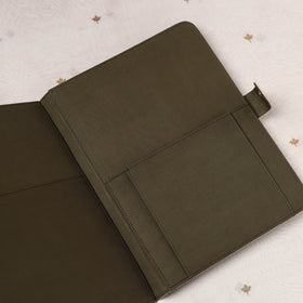 Beige Lucknow Chikankari Embroidery Tussar Silk File Folder