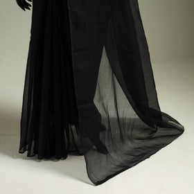 Black - Nazaakat Kota Doria Cotton Plain Saree with Blouse & Jewellery Set 08