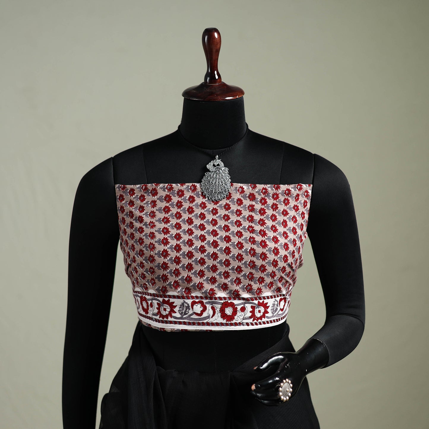 Black - Nazaakat Kota Doria Cotton Plain Saree with Blouse & Jewellery Set 08