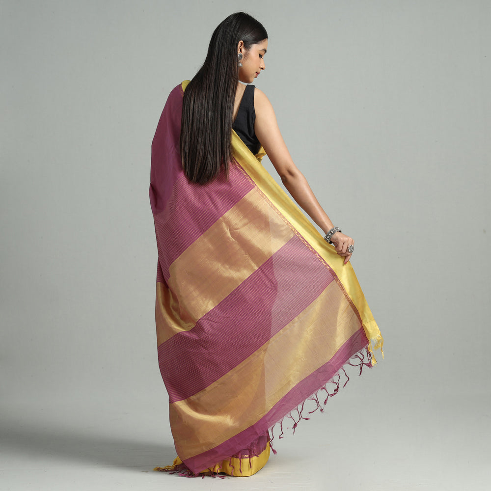 Purple - Kuppadam Dobby Handloom Cotton Saree 04