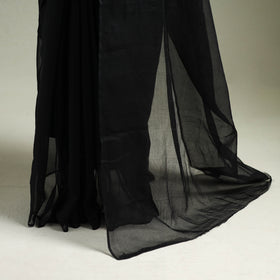 Black - Nazaakat Kota Doria Cotton Plain Saree with Blouse & Jewellery Set 09