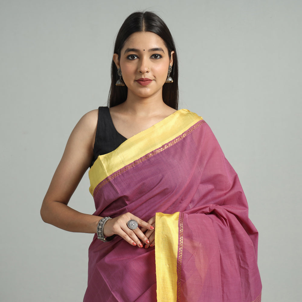 Purple - Kuppadam Dobby Handloom Cotton Saree 04