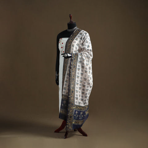 Sanganeri Hand Block Print Chanderi Silk Dupatta 74