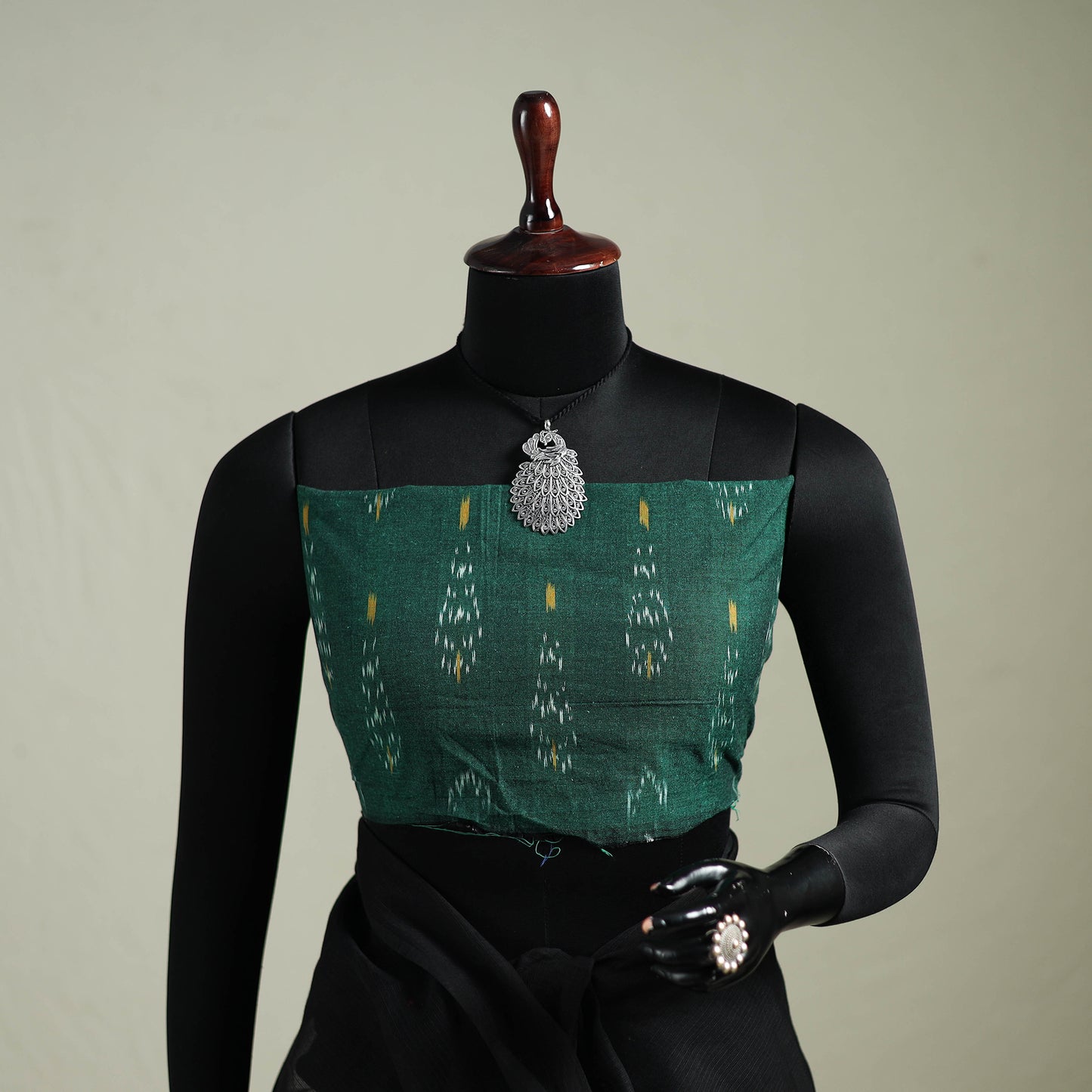 Black - Nazaakat Kota Doria Cotton Plain Saree with Blouse & Jewellery Set 09