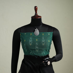 Black - Nazaakat Kota Doria Cotton Plain Saree with Blouse & Jewellery Set 09