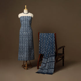 Blue - 3pc cotton unstitched kutch batik dress material 04