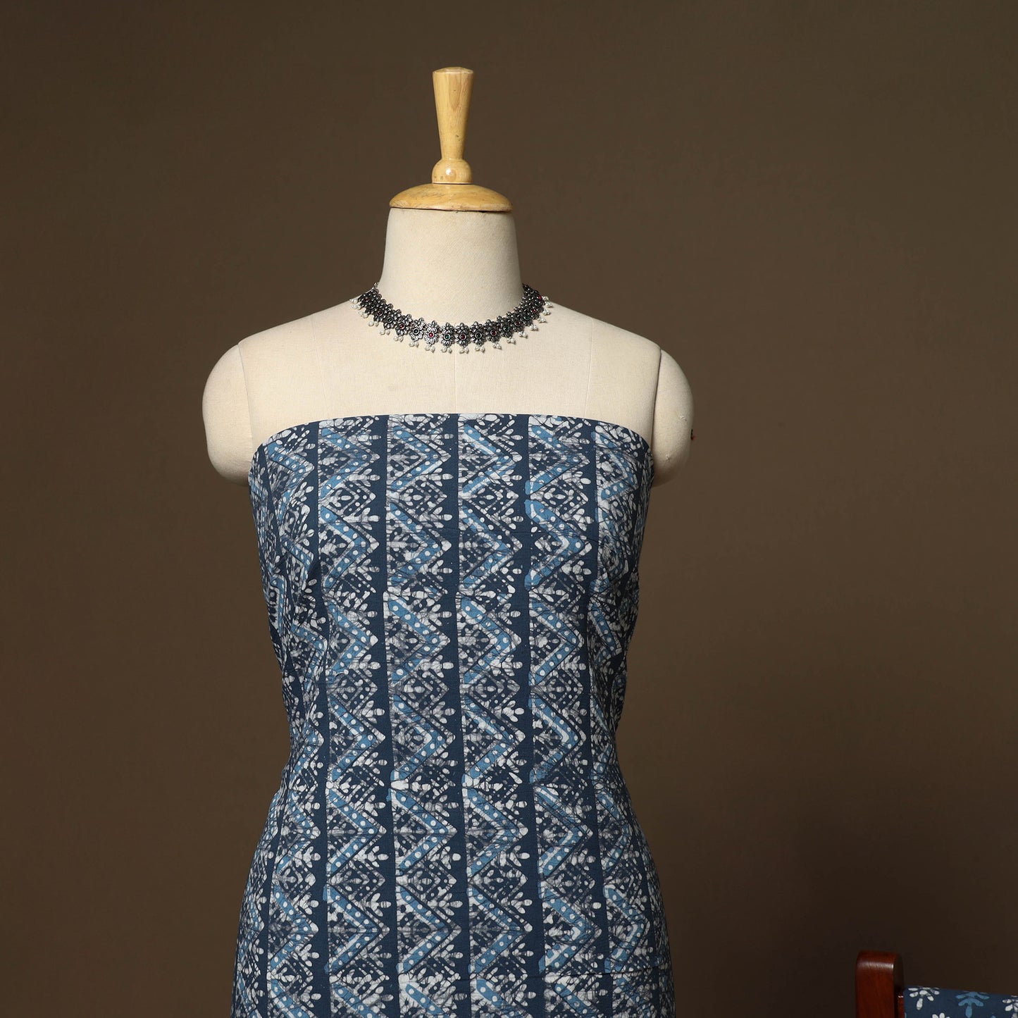 Blue - 3pc cotton unstitched kutch batik dress material 04