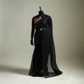 Black - Nazaakat Kota Doria Cotton Plain Saree with Blouse & Jewellery Set 10