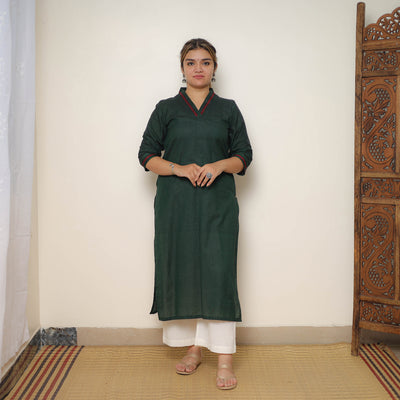 Green - Cotton Straight Dharwad Kurta 06