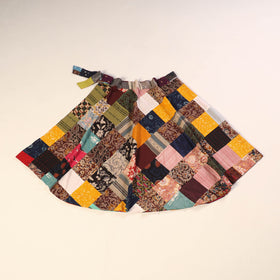 Multicolor Wrap Around Patchwork Cotton Skirt