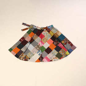 Multicolor Wrap Around Patchwork Cotton Skirt