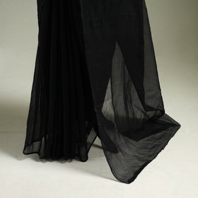 Black - Nazaakat Kota Doria Cotton Plain Saree with Blouse & Jewellery Set 11