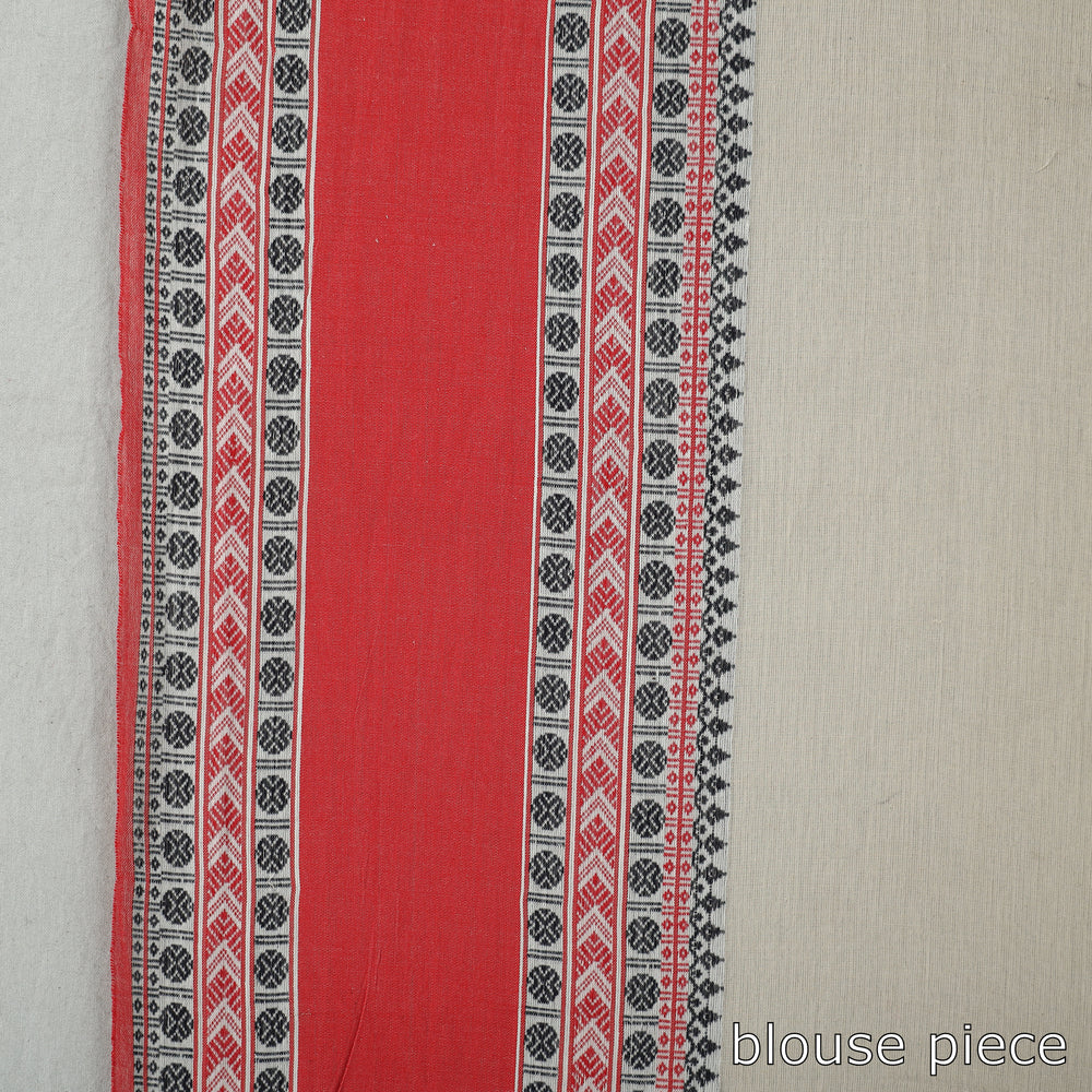 Beige - Bengal Woven Border Handloom Pure Cotton Saree 06