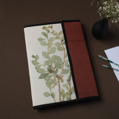 White Natural Leaf Art Work Fabric File Folder