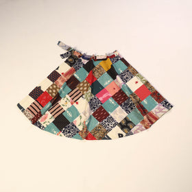 Multicolor Wrap Around Patchwork Cotton Skirt