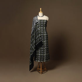 Green - 3pc cotton unstitched kutch batik dress material 14