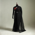 Black - Nazaakat Kota Doria Cotton Plain Saree with Blouse & Jewellery Set 12
