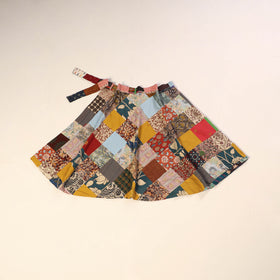 Multicolor Wrap Around Patchwork Cotton Skirt