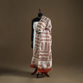 White - Sanganeri Hand Block Print Chanderi Silk Dupatta 80