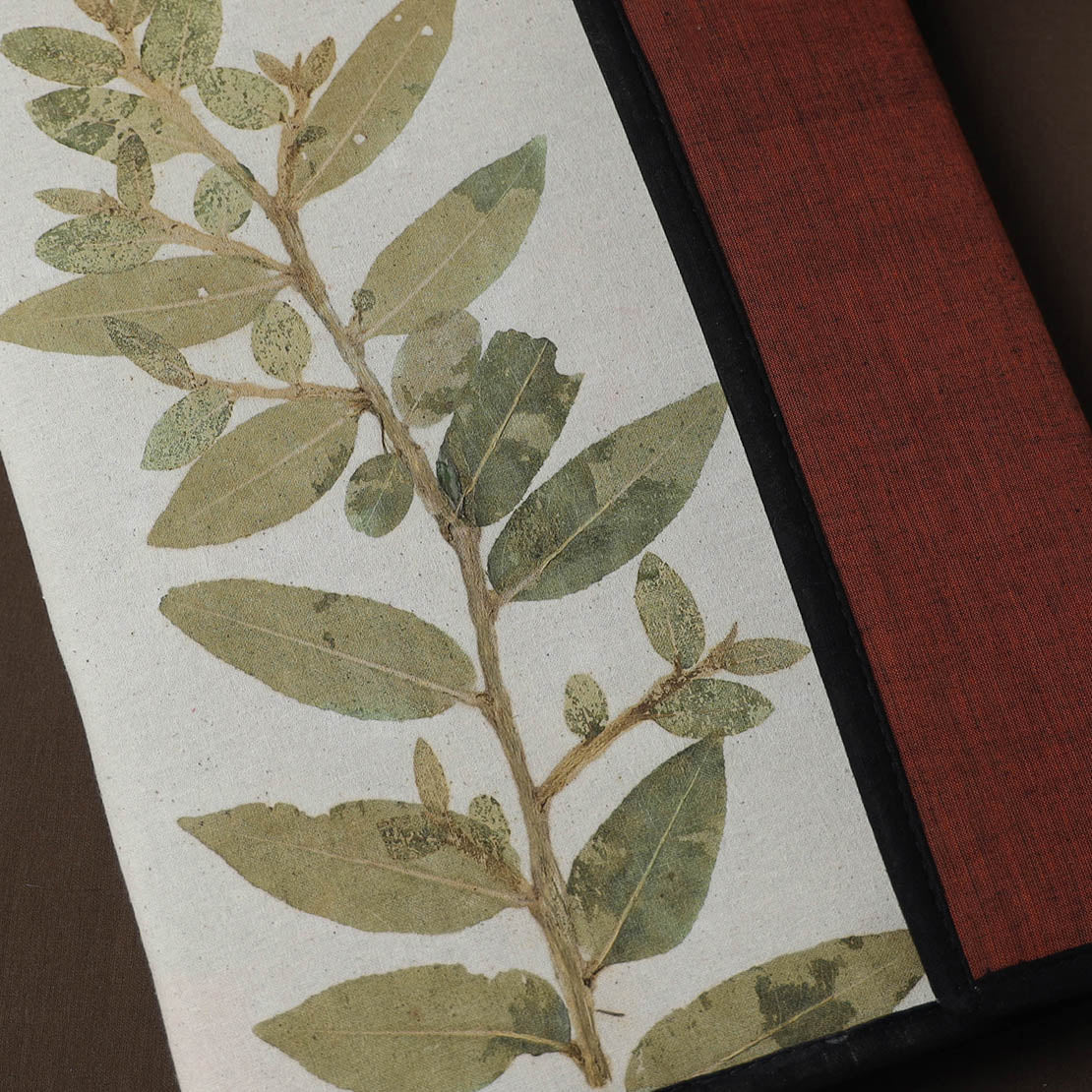 White Natural Leaf Art Work Fabric File Folder