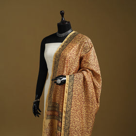 Yellow - Natural Dyed Block Printed Chanderi Silk Bagh Dupatta 33