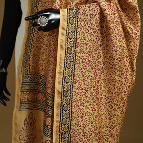 Yellow - Natural Dyed Block Printed Chanderi Silk Bagh Dupatta 33