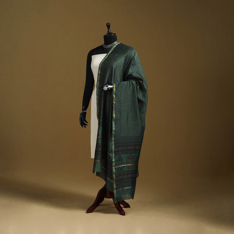 Green - Natural Dyed Block Printed Chanderi Silk Bagh Dupatta 34
