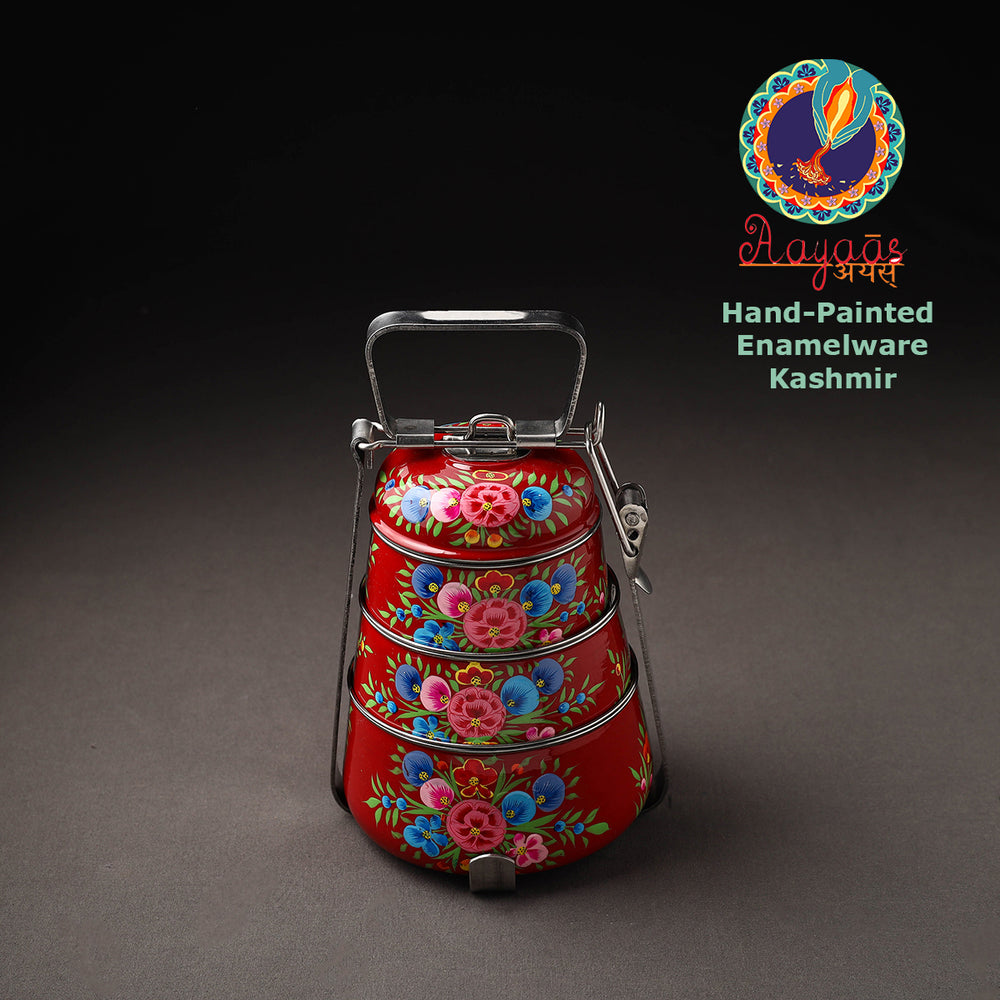 Kashmir Handpainted Stainless Steel 3 Tier Tiffin Box 06