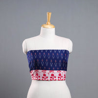 Blue - Mercerized Cotton Pochampally Ikat Blouse Piece 04