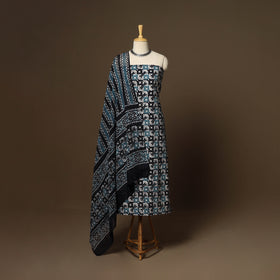 Blue - 3pc cotton unstitched kutch batik dress material 15