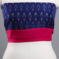 Blue - Mercerized Cotton Pochampally Ikat Blouse Piece 05