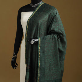 Green - Natural Dyed Block Printed Chanderi Silk Bagh Dupatta 34