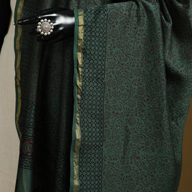 Green - Natural Dyed Block Printed Chanderi Silk Bagh Dupatta 34