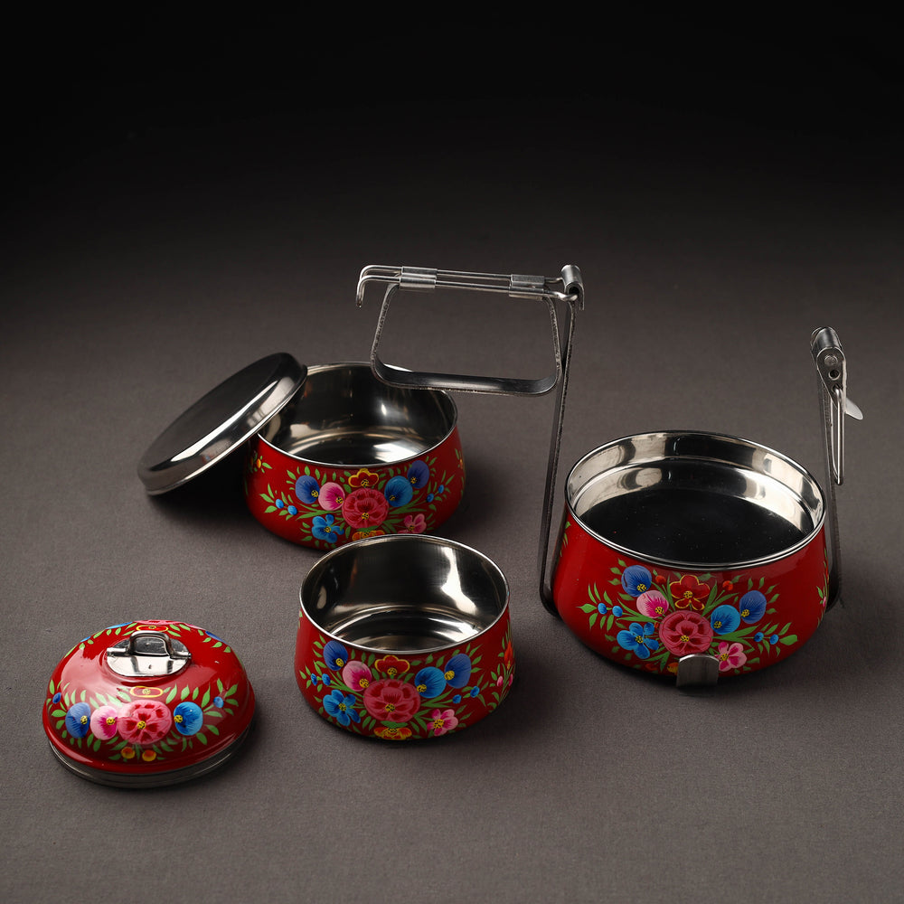 Kashmir Handpainted Stainless Steel 3 Tier Tiffin Box 06