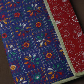 Blue Handcrafted Bengal Kantha Work File Folder
