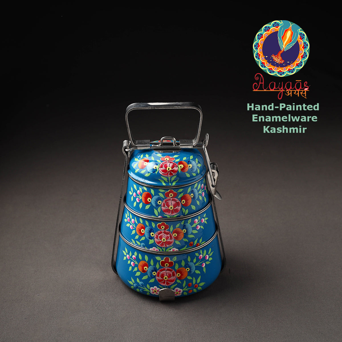 Kashmir Handpainted Stainless Steel 3 Tier Tiffin Box 05