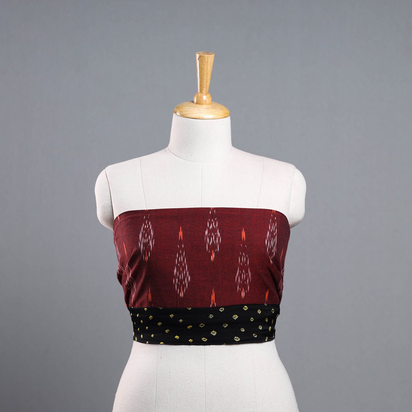 Maroon - Cotton Pochampally Ikat Blouse Piece 07