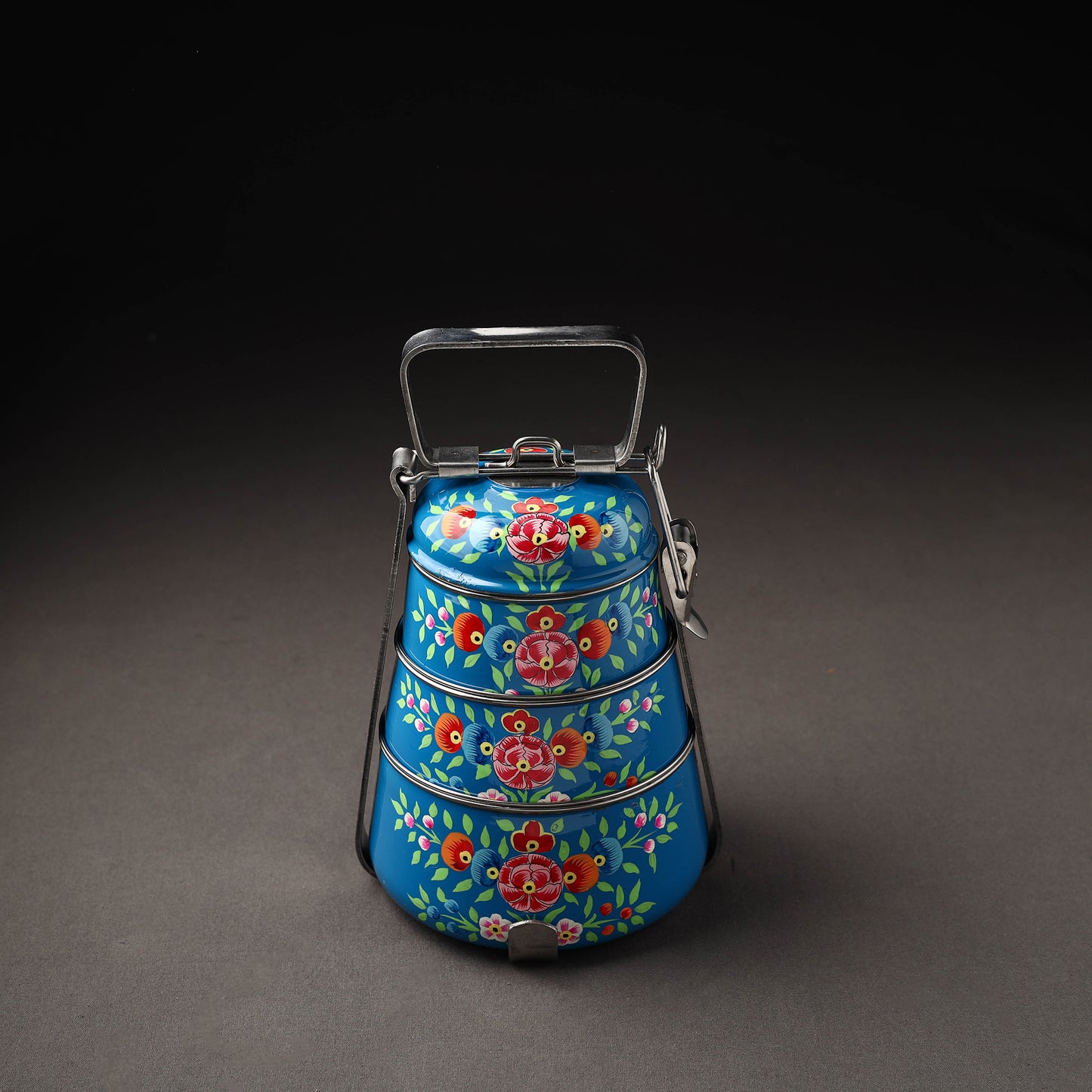 Kashmir Handpainted Stainless Steel 3 Tier Tiffin Box 05