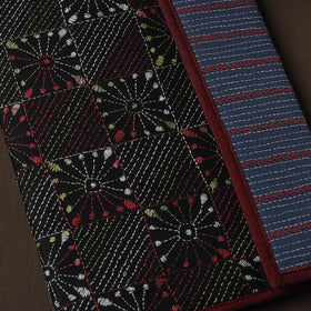 Black Handcrafted Bengal Kantha Work File Folder